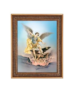 12" x 16" St. Michael Print in 15.5" x 19.5" Vintage Bronze Acanthus Leaves Frame with Velvet Backing and Plexiglass