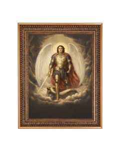 12" x 16" Archangel St. Michael in Armor Print in 15.5" x 19.5" Vintage Bronze Acanthus Leaves Frame with Velvet Backing and Plexiglass
