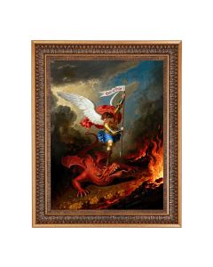 12" x 16" St. Michael Defeats the Dragon Print in 15.5" x 19.5" Vintage Bronze Acanthus Leaves Frame with Velvet Backing and Plexiglass