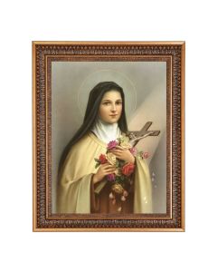 12" x 16" St. Therese Print in 15.5" x 19.5" Vintage Bronze Acanthus Leaves Frame with Velvet Backing and Plexiglass