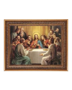 12" x 16" The Last Supper Print in 15.5" x 19.5" Vintage Bronze Acanthus Leaves Frame with Velvet Backing and Plexiglass
