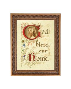 15.5" x 19.5" Vintage Bronze Acanthus Leaves Frame with Velvet Backing and Plexiglass with a 12" x 16" House Blessing Print 