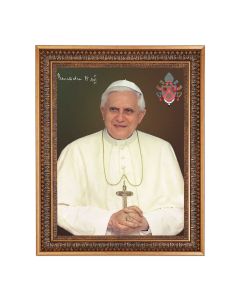 12" x 16" Pope Benedict XVI Print in 15.5" x 19.5" Vintage Bronze Acanthus Leaves Frame with Velvet Backing and Plexiglass