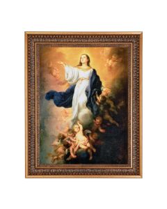 12" x 16" Murillo: Immaculate Conception Print in 15.5" x 19.5" Vintage Bronze Acanthus Leaves Frame with Velvet Backing and Plexiglass