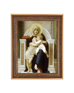 12" x 16" Bougeureau: The Virgin  the Baby Jesus and St. John the Baptist Print in 15.5" x 19.5" Vintage Bronze Acanthus Leaves Frame with Velvet Backing and Plexiglass