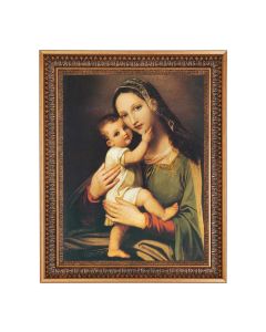 12" x 16" Madonna and Child Print in 15.5" x 19.5" Vintage Bronze Acanthus Leaves Frame with Velvet Backing and Plexiglass