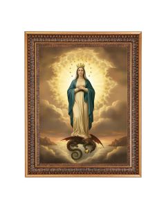 12" x 16" Mary Immaculate of The Sun Print in 15.5" x 19.5" Vintage Bronze Acanthus Leaves Frame with Velvet Backing and Plexiglass
