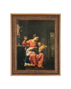 12" x 16" Trevisani: Madonna Sewing with the Christ Child Print in 15.5" x 19.5" Vintage Bronze Acanthus Leaves Frame with Velvet Backing and Plexiglass