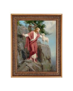 12" x 16" Chambers: Christ and the Lost Lamb Print in 15.5" x 19.5" Vintage Bronze Acanthus Leaves Frame with Velvet Backing and Plexiglass