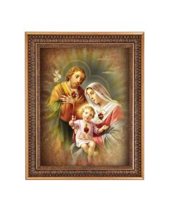 12" x 16" The Holy Family-Three Hearts Print in 15.5" x 19.5" Vintage Bronze Acanthus Leaves Frame with Velvet Backing and Plexiglass