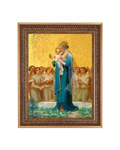 12" x 16" Vidal: Madonna and Child Print in 15.5" x 19.5" Vintage Bronze Acanthus Leaves Frame with Velvet Backing and Plexiglass