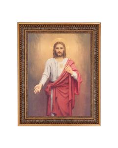 12" x 16" Chambers: Sacred Heart of Jesus Print in 15.5" x 19.5" Vintage Bronze Acanthus Leaves Frame with Velvet Backing and Plexiglass