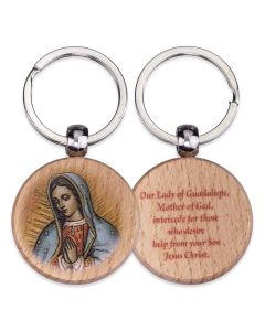 O.L. of Guadalupe (Bust) Round Wooden Keychain