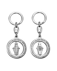Circular Miraculous Medal Pierced Keychain