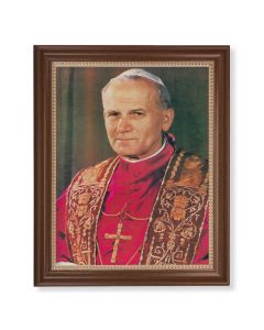 13 1/2" x 16 9/16" Walnut Finished Frame with 11" x 14" Saint John Paul II Textured Art