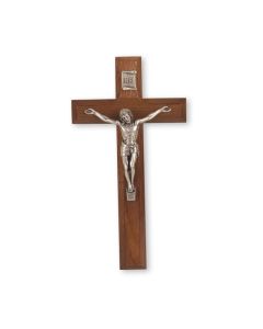 7" Walnut Cross with Antiqued Silver Finish Corpus