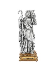 4 1/2" Pewter Good Shepherd Statue, Gift Boxed-P65