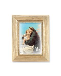 3 3/4" x 4 1/2" Gold Frame with a Saint Anthony Print-P65