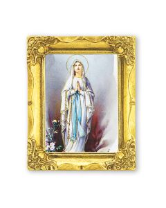 3" x 2" Antique Gold Frame with Our Lady of Lourdes Print-P65