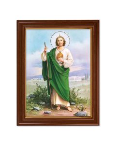 15 1/2" x 19 1/2" Walnut Finish Frame with Gold Accent and a 12" x 16" St. Jude Textured Art