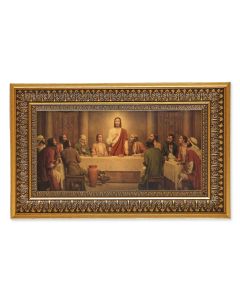 Chambers: The Last Supper Textured Art in 9" x 15" Antique Genuine Gold-Leaf Wood Frame with Acanthus Border