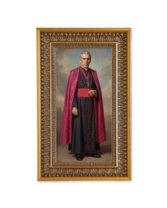 Archbishop Fulton Sheen Textured Art in 9" x 15" Antique Genuine Gold-Leaf Wood Frame with Acanthus Border