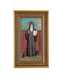 St. Benedict Textured Art in 9" x 15" Antique Genuine Gold-Leaf Wood Frame with Acanthus Border