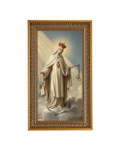 Our Lady of Mercy (Mercedes) Textured Art in 12" x 21" Antique Genuine Gold-Leaf Wood Frame with Acanthus Border