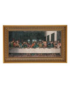 Da Vinci: The Last Supper Textured Art in 12" x 21" Antique Genuine Gold-Leaf Wood Frame with Acanthus Border
