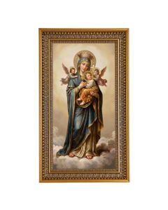 O.L. of Perpetual Help Textured Art in 12" x 21" Antique Genuine Gold-Leaf Wood Frame with Acanthus Border