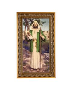 Chambers: St. Jude Thaddeus Textured Art in 12" x 21" Antique Genuine Gold-Leaf Wood Frame with Acanthus Border