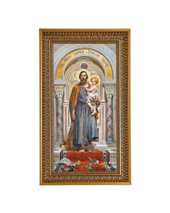 St. Joseph Textured Art in 12" x 21" Antique Genuine Gold-Leaf Wood Frame with Acanthus Border