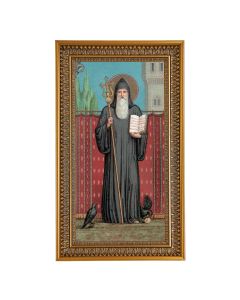 St. Benedict Textured Art in 12" x 21" Antique Genuine Gold-Leaf Wood Frame with Acanthus Border