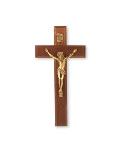 10" Walnut Crucifix with Museum Gold Tone Corpus
