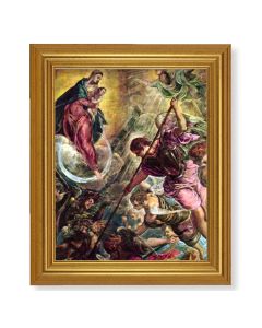 10" x 12" Gold Leaf Finish Beveled Frame with 8" x 10" Battle of The Archangel St Michael Textured Art