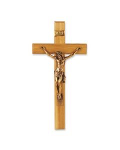 13" Oak Cross with Museum Gold Finish Corpus