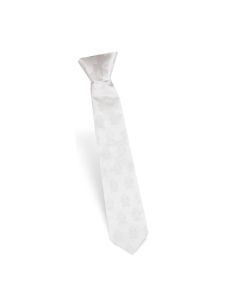 13" Satin White First Communion Clip-on Tie with Chalice, Wheat and Grapes Embroidery