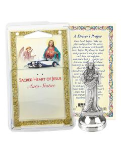 Sacred Heart of Jesus Auto Statue with Prayer Card