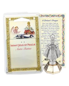 Infant of Prague Auto Statue with Prayer Card