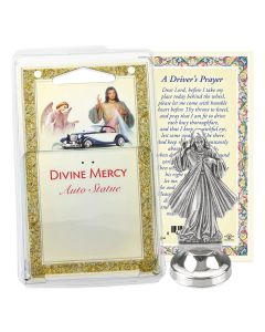 Divine Mercy Auto Statue with Prayer Card