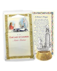 Our Lady of Lourdes Auto Statue with Prayer Card