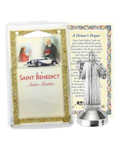 Saint Benedict Auto Statue with Prayer Card