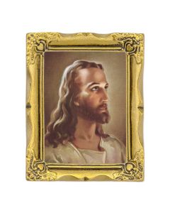 3" x 2" Antique Gold Frame with Sallman: Head of Christ Print-P65