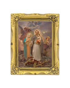 3" x 2" Antique Gold Frame with St. Joseph Terror of Demons Print-P65