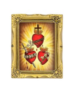3" x 2" Antique Gold Frame with Three Hearts Print-P65