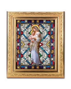8 1/4" x 10 1/4" Gold Ornate Frame with a 6" x 8" Divine Innocence Textured Glass Artwork