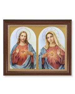 13 1/2" x 16 9/16" Walnut Finished Frame with 11" x 14" The Sacred Hearts Textured Art