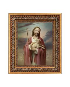 8" x 10" Good Shepherd Print in a 11.5" x 13.5" Vintage Bronze with Acanthus Leaves Frame with Velvet Backing Easel and Glass