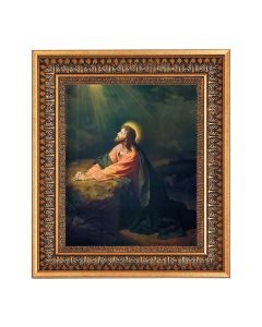 8" x 10" Hofmann: Gethsemane Print in a 11.5" x 13.5" Vintage Bronze with Acanthus Leaves Frame with Velvet Backing Easel and Glass