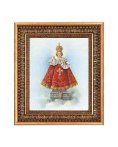8" x 10" Infant of Prague Print in a 11.5" x 13.5" Vintage Bronze with Acanthus Leaves Frame with Velvet Backing Easel and Glass